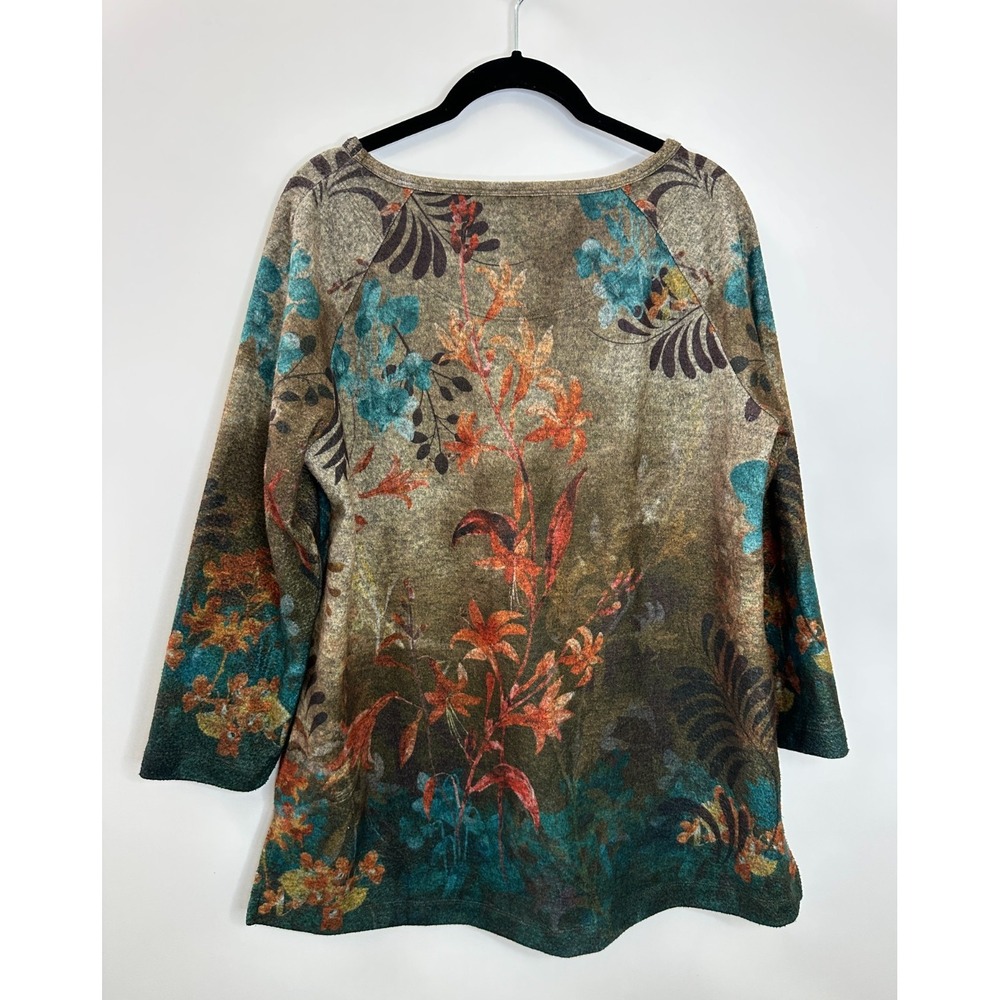 Ali Miles Brushed Soft Knit Tunic Top Pockets 3/4 Sleeve Small Autumn Fall Art - Picture 10 of 11
